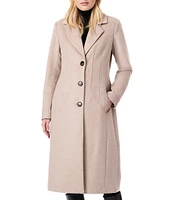 Bernardo Tailored Single Breasted Long Sleeve Wool Blend Peacoat