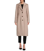 Bernardo Tailored Single Breasted Long Sleeve Wool Blend Peacoat