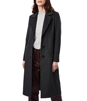 Bernardo Tailored Single Breasted Long Sleeve Wool Blend Peacoat