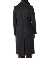 Bernardo Tailored Single Breasted Long Sleeve Wool Blend Peacoat