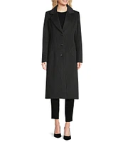 Bernardo Tailored Single Breasted Long Sleeve Wool Blend Peacoat