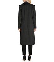 Bernardo Tailored Single Breasted Long Sleeve Wool Blend Peacoat