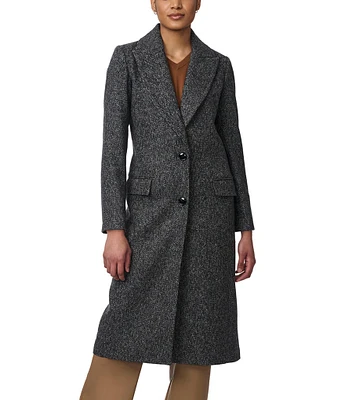 Bernardo Tailored Twill Wool Notch Lapel Collar Long Sleeve Coat