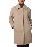 Bernardo Wool Point Collar Long Sleeve Diamond Quilt Lined Coat