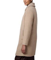 Bernardo Wool Point Collar Long Sleeve Diamond Quilt Lined Coat