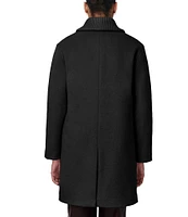 Bernardo Wool Point Collar Long Sleeve Diamond Quilt Lined Coat