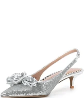 Betsey Johnson Aurorra Sequin 3D Flower Embellished Slingback Pumps