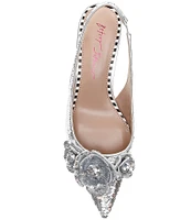 Betsey Johnson Aurorra Sequin 3D Flower Embellished Slingback Pumps