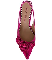 Betsey Johnson Aurorra Sequin 3D Flower Embellished Slingback Pumps