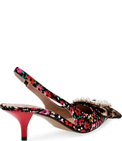 Betsey Johnson Birdy Ditsy Floral Pearl Bow Slingback Pumps