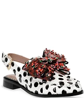 Betsey Johnson Breyer Polka Dot Patent Slingback Floral Bow Loafers