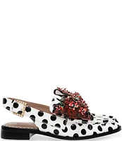 Betsey Johnson Breyer Polka Dot Patent Slingback Floral Bow Loafers