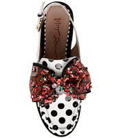 Betsey Johnson Breyer Polka Dot Patent Slingback Floral Bow Loafers