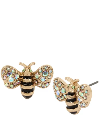 Betsey Johnson Crystal Bumble Bee Stud Earrings