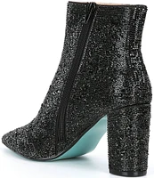 Blue by Betsey Johnson Cady Rhinestone Embellished Block Heel Booties