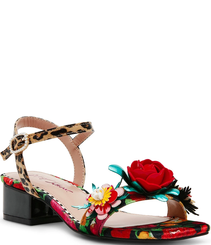 Betsey Johnson Charrly 3D Floral Print Embellished Dress Sandals