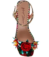 Betsey Johnson Charrly 3D Floral Print Embellished Dress Sandals