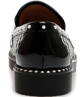 Betsey Johnson Darian Houndstooth Embellished Lips Penny Loafers