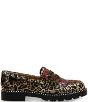 Betsey Johnson Darian Leopard Embellished Penny Loafers