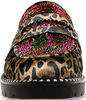 Betsey Johnson Darian Leopard Embellished Penny Loafers