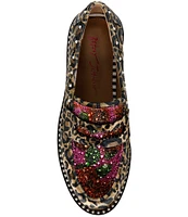 Betsey Johnson Darian Leopard Embellished Penny Loafers