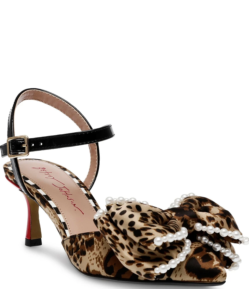 Betsey Johnson Felipe Leopard Print Pearl Embellished Pumps