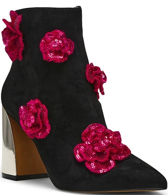 Betsey Johnson Finlee Sequin Flower Booties