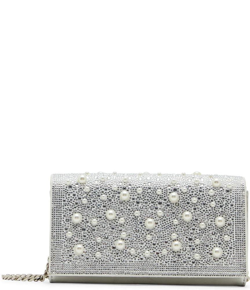 Betsey Johnson Flap Sparkler Pearl Rhinestone Detail Crossbody Bag