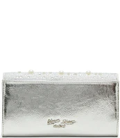 Betsey Johnson Flap Sparkler Pearl Rhinestone Detail Crossbody Bag