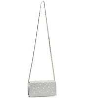 Betsey Johnson Flap Sparkler Pearl Rhinestone Detail Crossbody Bag