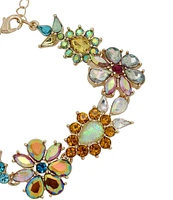 Betsey Johnson Flower Stone Gem Statement Line Bracelet