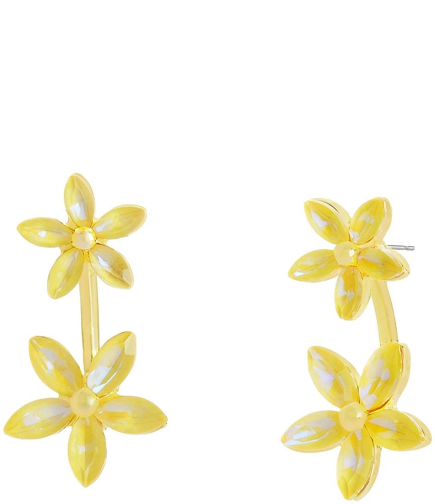 Betsey Johnson Garden Glam Daisy Barbell Ear Jacket Earrings