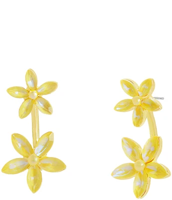 Betsey Johnson Garden Glam Daisy Barbell Ear Jacket Earrings