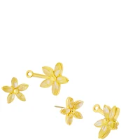 Betsey Johnson Garden Glam Daisy Barbell Ear Jacket Earrings
