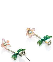 Betsey Johnson Garden Glam Dragonfly Mismatch Linear Earrings
