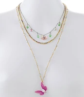 Betsey Johnson Garden Glam Dragonfly Long Multi-Strand Necklace