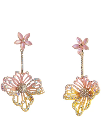 Betsey Johnson Garden Glam Openwork Flower Drop Earrings