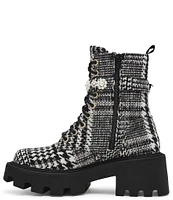 Betsey Johnson Heathr Houndstooth Platform Combat Boots