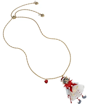 Betsey Johnson Jingle Bell Bling Christmas Cat Short Pendant Necklace