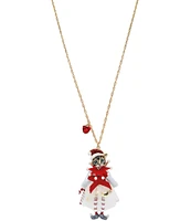 Betsey Johnson Jingle Bell Bling Christmas Cat Short Pendant Necklace