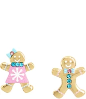 Betsey Johnson Jingle Bell Bling Christmas Gingerbread Stud Earrings