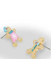 Betsey Johnson Jingle Bell Bling Christmas Gingerbread Stud Earrings