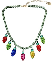 Betsey Johnson Jingle Bell Bling Christmas Lights Bib Collar Necklace