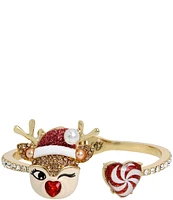 Betsey Johnson Jingle Bell Bling Christmas Reindeer Bangle Bracelet