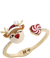 Betsey Johnson Jingle Bell Bling Christmas Reindeer Bangle Bracelet