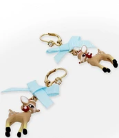 Betsey Johnson Jingle Bell Bling Christmas Reindeer Drop Earrings