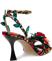 Betsey Johnson Karra Floral Print Velvet Embellished Dress Sandals