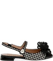 Betsey Johnson Livy Houndstooth Pearl Bow Slingback Mary Janes