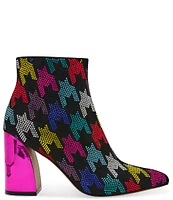 Betsey Johnson Marrina Rainbow Houndstood Rhinestone Booties