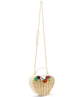 Betsey Johnson No Wallflower Wicker Top Handle Heart Bag